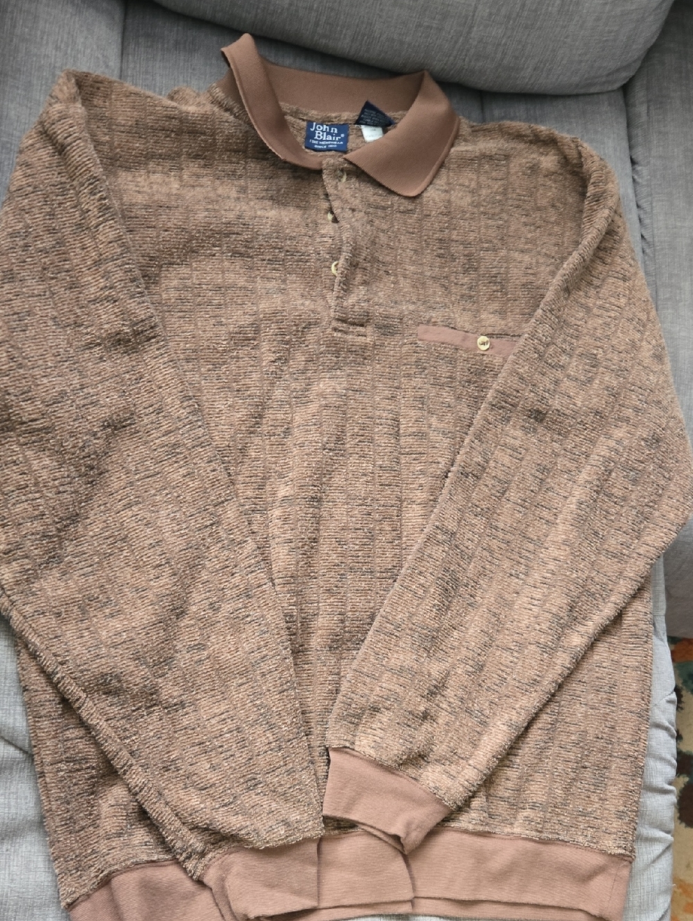 John Blair Brown Crewneck Sweater Polo